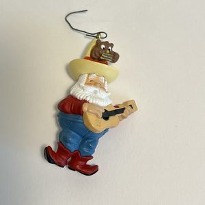 vintage 90’s hallmark santa ornament country Singer cowboy Guitar Owl Harmonica